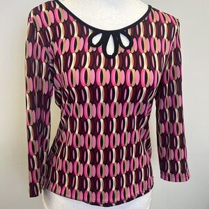 Geometric Pink and Black Women's Top